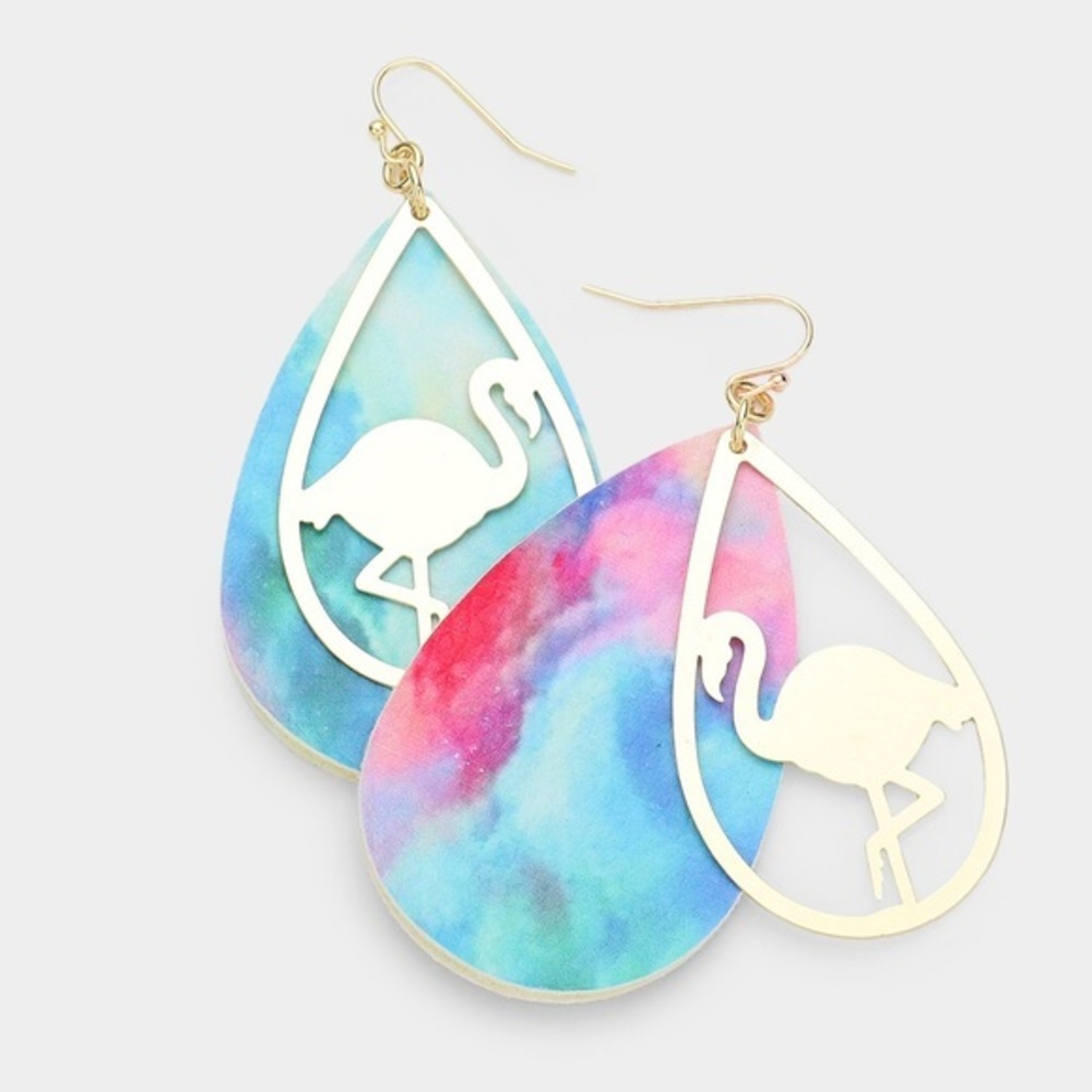 Flamingo leather drop earrings